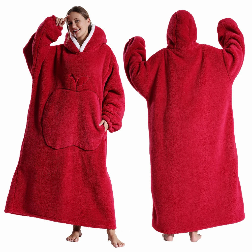 Oversized Hooded Blanket Sweatshirt with Sleeves for Adults - Wearable Sherpa-Lined Fleece Throw Hoodie - Cozy TV Lounge Robe for Men and | Lonoma