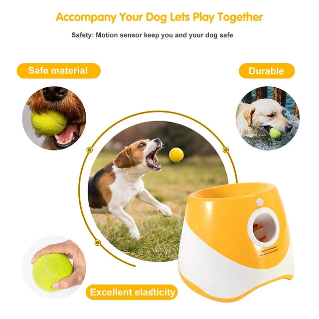 Automatic Dog Ball Launcher Rechargeable Adjustable Distance 3m 6m 9m Interactive Fetch Toy Tennis Ball Thrower Small Medium Large Dogs | Koossa