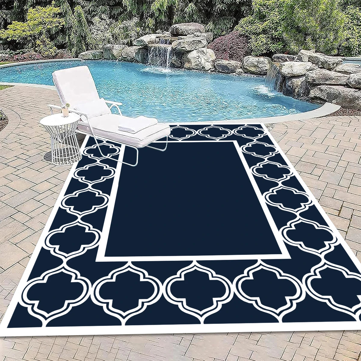 Reversible Waterproof Outdoor Rug | Woven Polypropylene Patio Mat for Deck, Garden, Camping & Picnics | Leaf Pattern Design | Lonoma