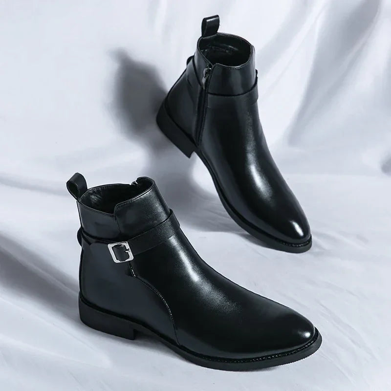 Men's Chelsea Boots in Supple Leather with Elasticated Side Gussets | Classic Ankle Boots for Smart Casual and Formal Occasions | Koossa