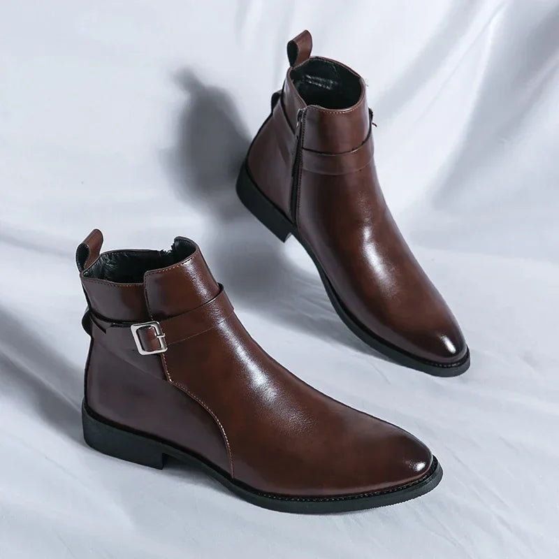 Men's Chelsea Boots in Supple Leather with Elasticated Side Gussets | Classic Ankle Boots for Smart Casual and Formal Occasions | Koossa