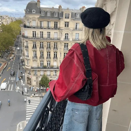 Women's Black Oversized Jacket — Contemporary Relaxed Fit for Autumn, Winter & Spring Outings | Koossa