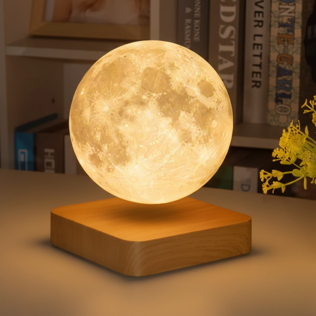 Lampe lune lévitante LED sans fil rechargeable dimmable veilleuse décorative chambre enfant ambiance moderne | Koossa