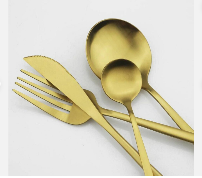 Titanium-Coated 18/10 Stainless Steel Flatware Set, Matte Silverware Service for 4 to 16, Dishwasher-Safe Forks, Knives & Spoons | Lonoma