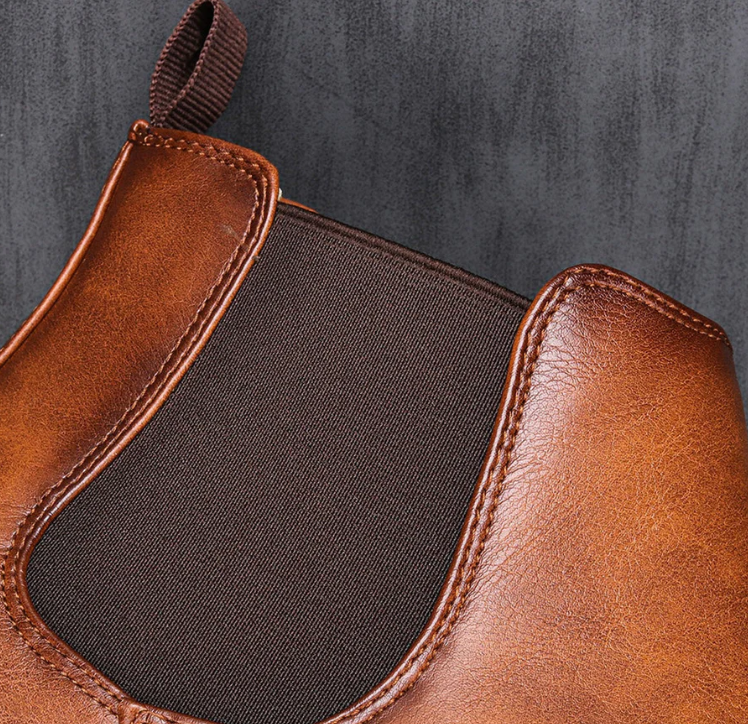 Men's Chelsea Boots in Brown, Grey & Dark Brown — Leather-Look Slip-On Ankle Boots for Smart Casual Wear, Office & Evening | Koossa