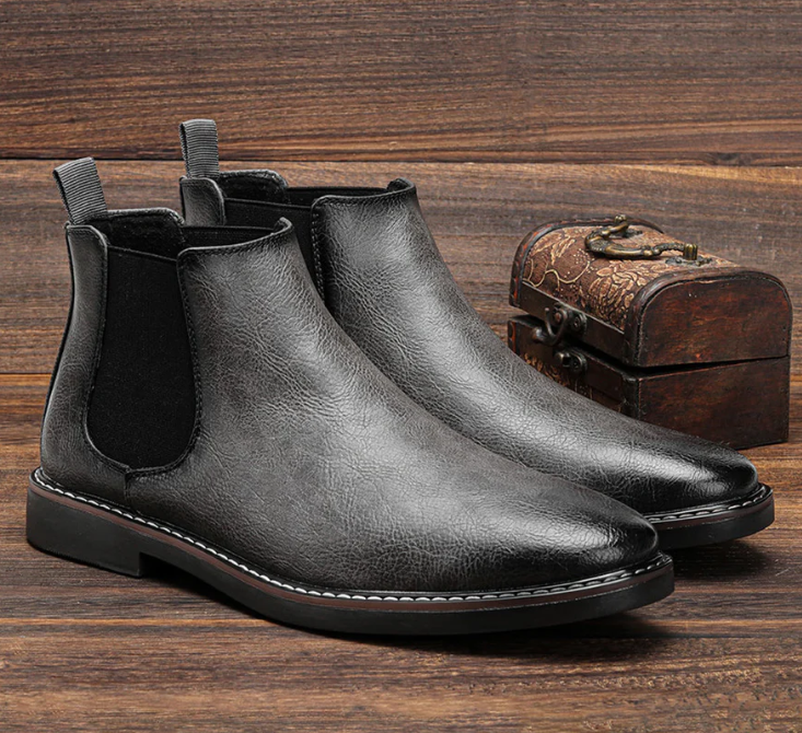 Men's Chelsea Boots in Brown, Grey & Dark Brown — Leather-Look Slip-On Ankle Boots for Smart Casual Wear, Office & Evening | Koossa