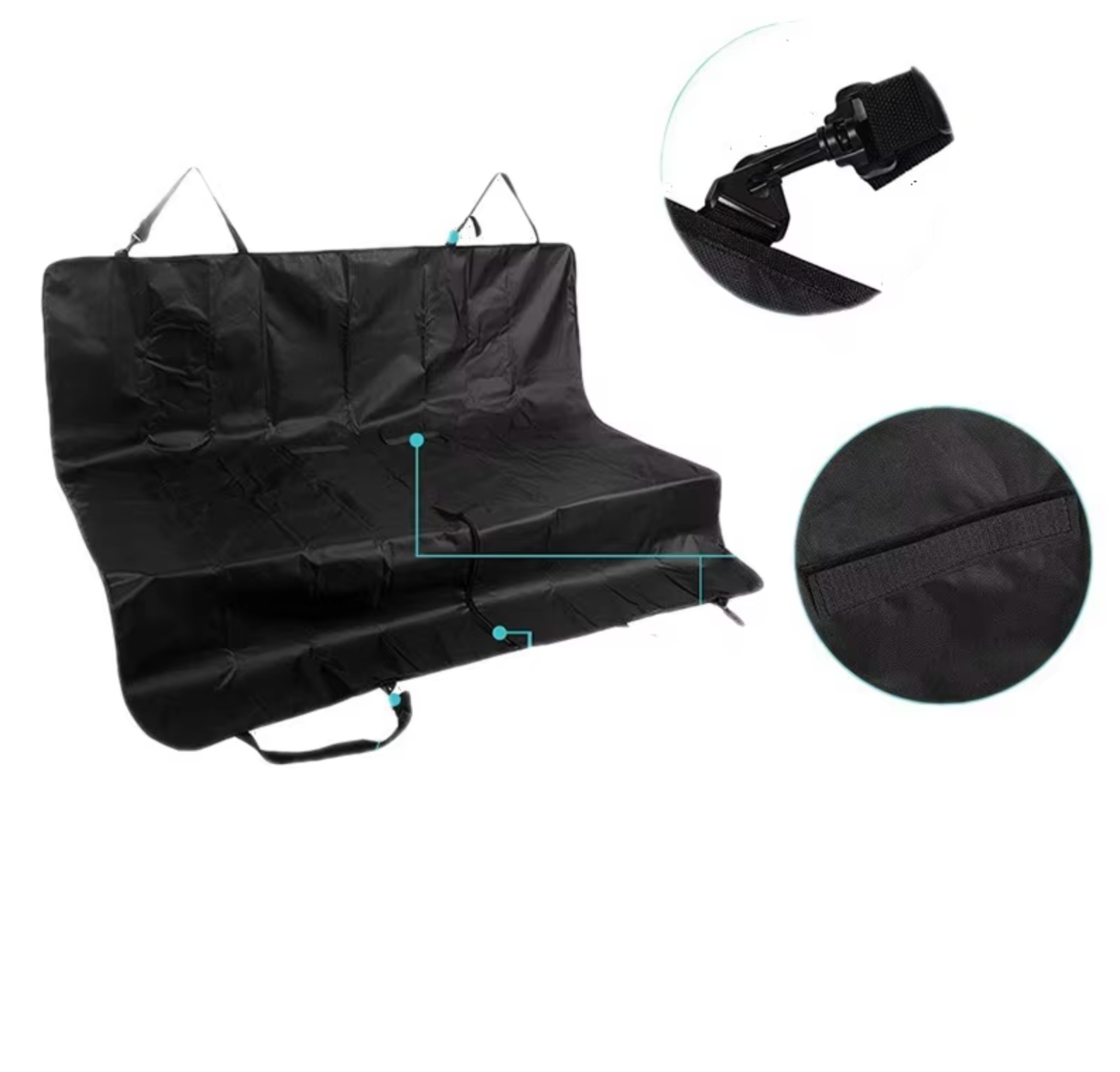 Dog Car Seat Cover Waterproof Oxford 132x142cm Rear Bench Hammock Black Pet Travel Protector Anti-Slip Scratch-Proof | Koossa
