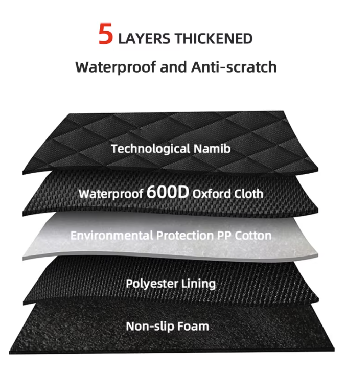 Dog Car Seat Cover 5-Layer 600D Oxford 135x147cm Waterproof Anti-Slip Rear Bench Hammock Black Pet Travel Protector | Koossa
