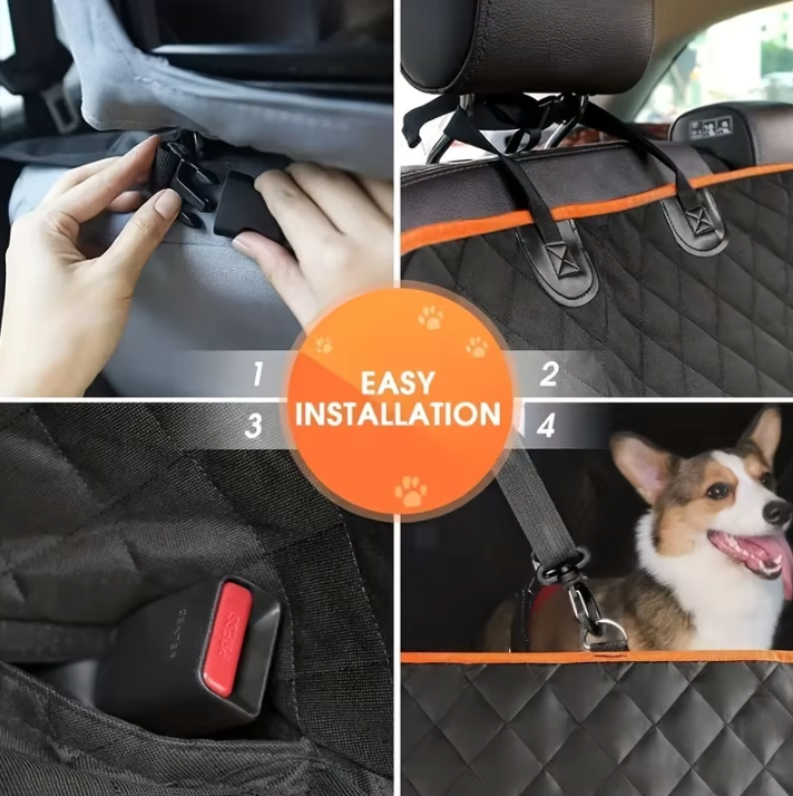 Dog Car Seat Cover 5-Layer 600D Oxford 135x147cm Waterproof Anti-Slip Rear Bench Hammock Black Pet Travel Protector | Koossa