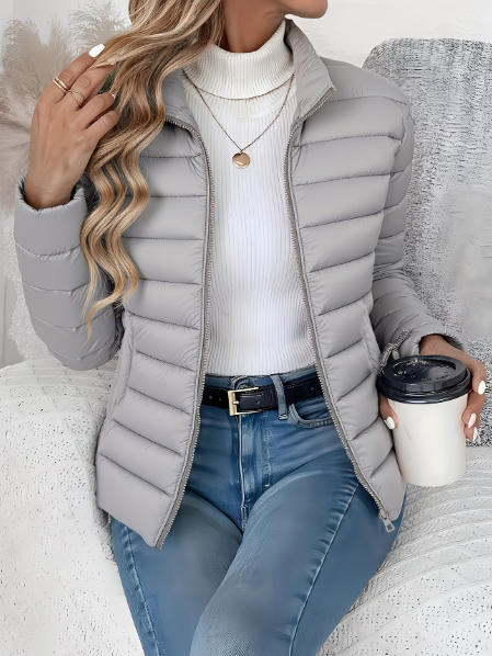 Women's Quilted Jacket Lightweight Wind-Resistant High Collar Spring Outerwear | Koossa