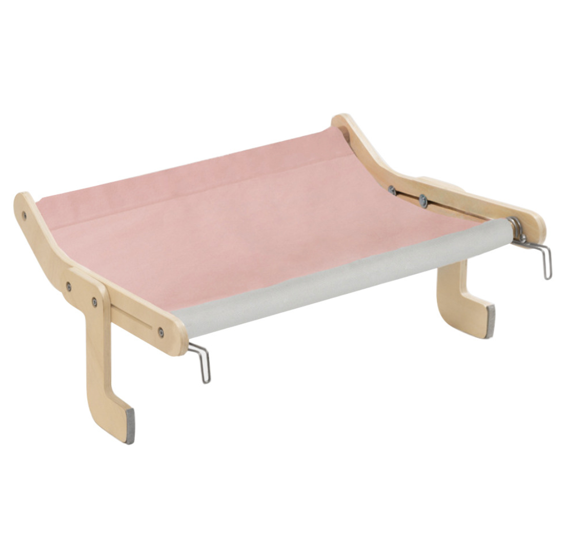 Cat Hammock Fleece No-Drill Easy Attach Wood Frame Wall Window Cabinet Hanging Cat Bed Elevated Feline Perch Up to 18kg Indoor | Koossa