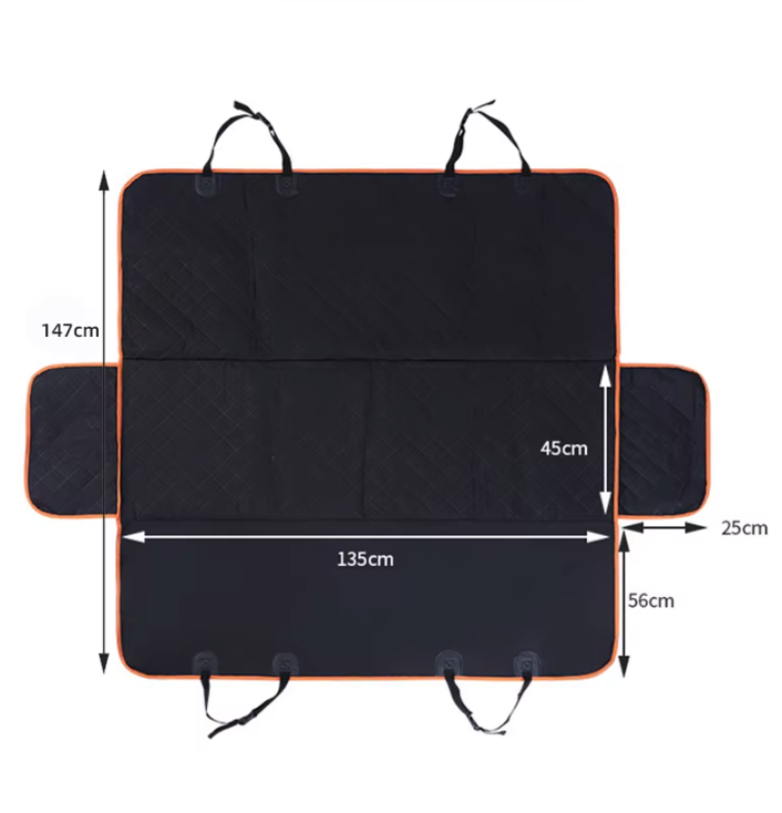 Dog Car Seat Cover 5-Layer 600D Oxford 135x147cm Waterproof Anti-Slip Rear Bench Hammock Black Pet Travel Protector | Koossa