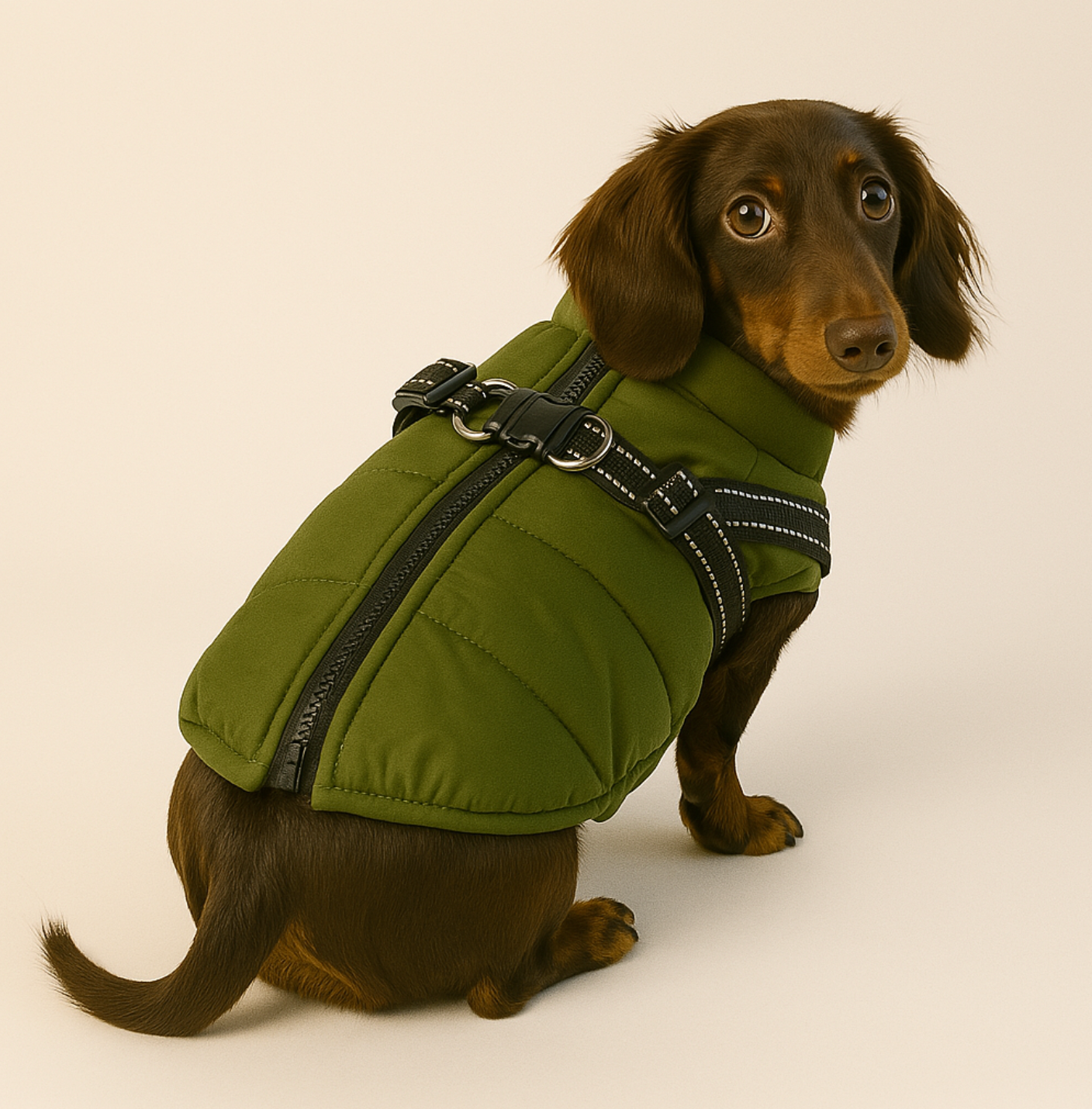 Dog Jacket Harness Integrated Padded Waterproof Dachshund Winter Coat Reflective Quilted Vest Small Dog Puppy Cold Weather | Koossa