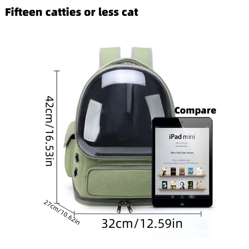 Cat Carrier Backpack Transparent Bubble Window Ventilated Travel Bag Nylon Waterproof 42x27x34cm Small Dog Pet Transport Rucksack Outdoor | Koossa
