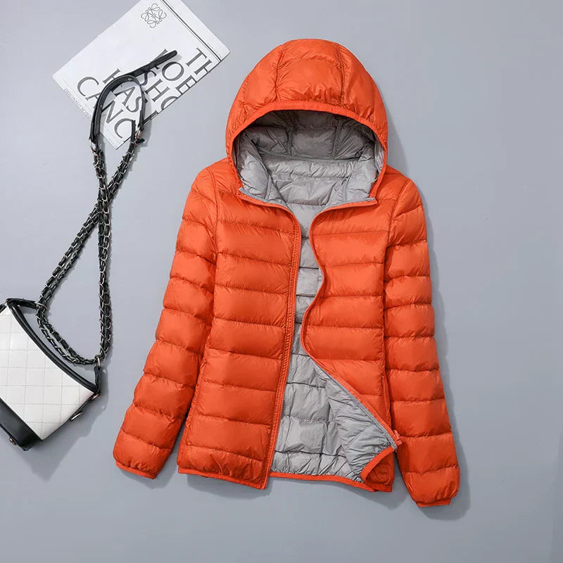 Women's Hooded Puffer Jacket — Lightweight Quilted Coat for Autumn & Winter Layering | Koossa