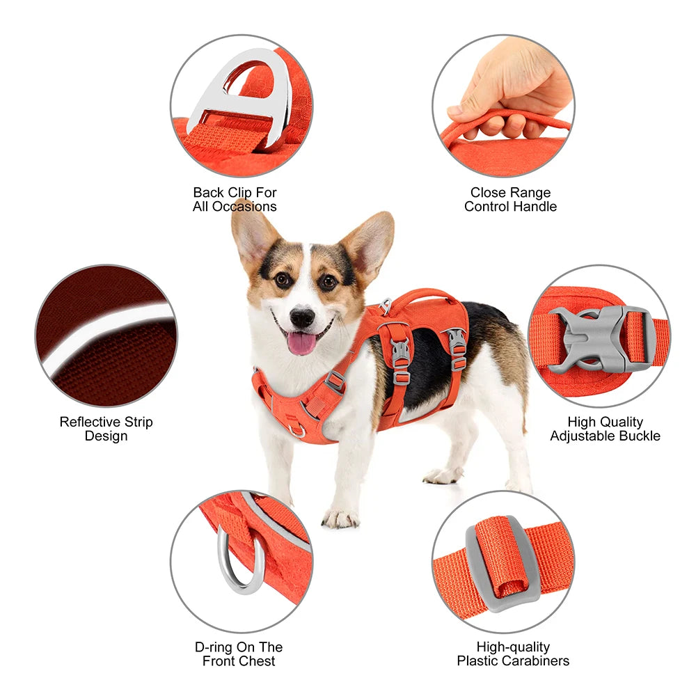 Dog Harness No-Pull Padded Reflective Adjustable XS-M Nylon Escape-Proof Handle Vest Small Medium Large Training Walking Control | Koossa