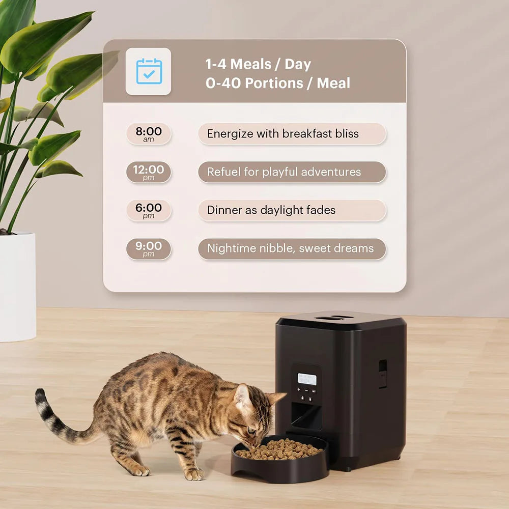 Automatic Pet Feeder Smart WiFi Cat Dog Timer Portion Control 50-100g Programmable Dispenser LCD Slow Feed Bowl | Koossa