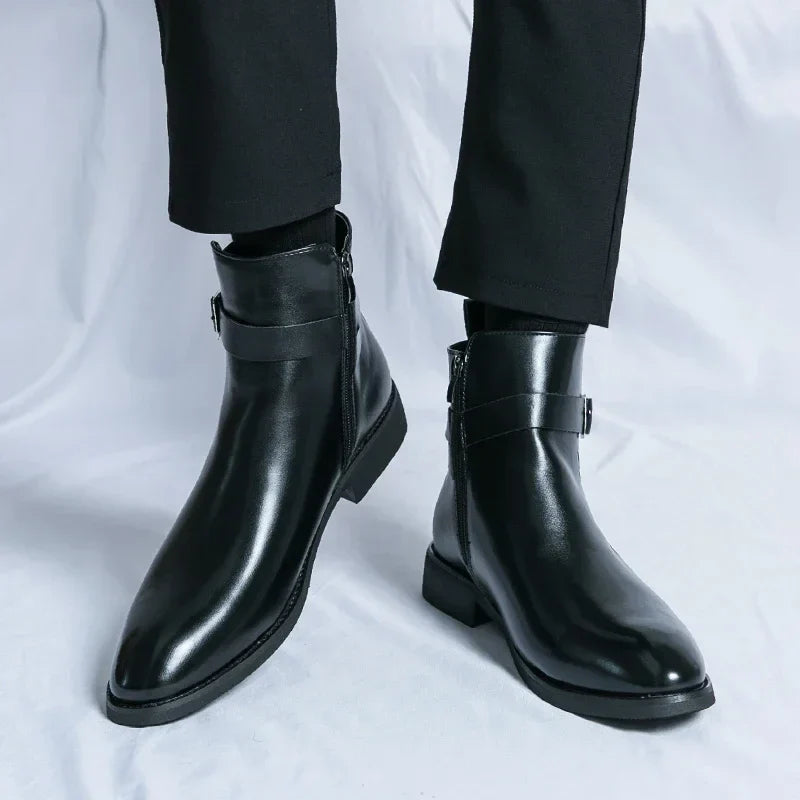 Men's Chelsea Boots in Supple Leather with Elasticated Side Gussets | Classic Ankle Boots for Smart Casual and Formal Occasions | Koossa