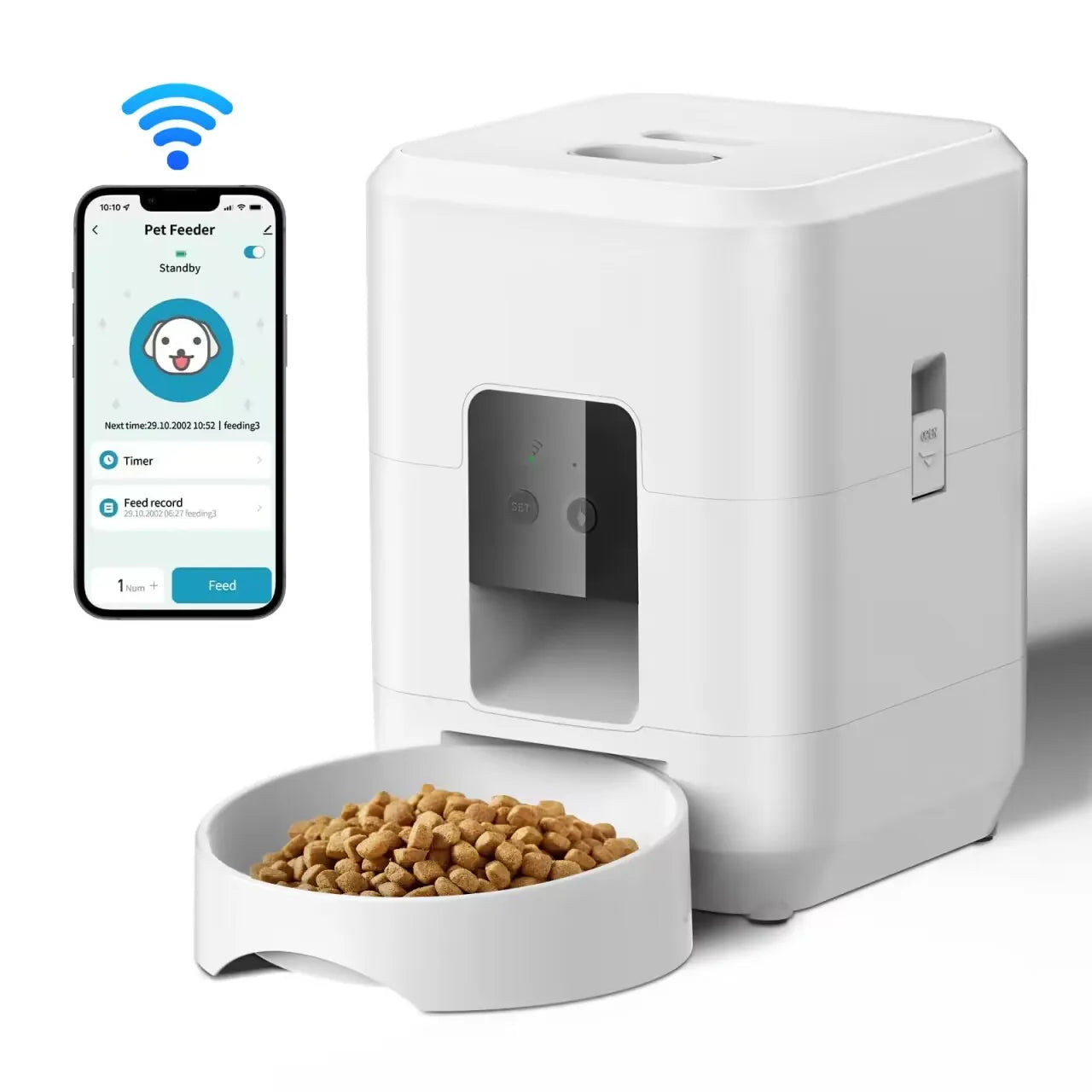 Automatic Pet Feeder Smart WiFi Cat Dog Timer Portion Control 50-100g Programmable Dispenser LCD Slow Feed Bowl | Koossa