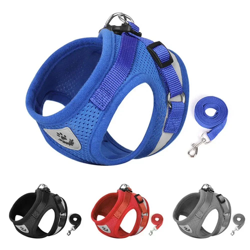 Cat Harness Reflective Mesh Adjustable Escape-Proof Vest Lead Set Small Pet Puppy Walking | Koossa