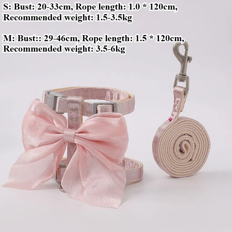 Cat Harness Bow Adjustable Decorative Lead Set Kitten Puppy Rabbit Small Pet Walking Leash | Koossa