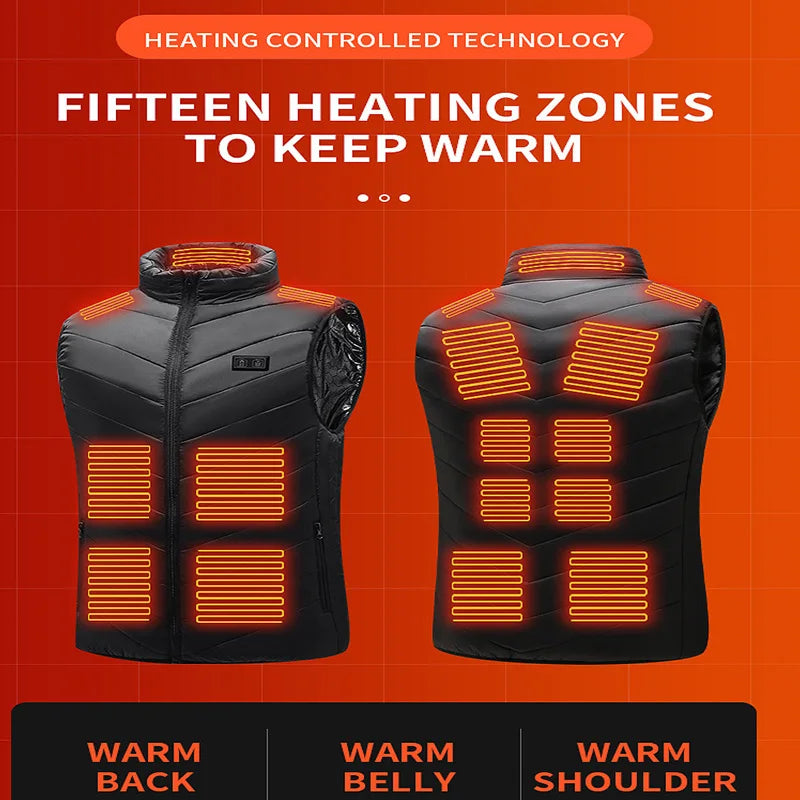 USB Heated Vest with 21 Warming Zones for Men & Women - Electric Thermal Body Warmer Sleeveless Jacket for Winter Outdoor Activities | Lonoma