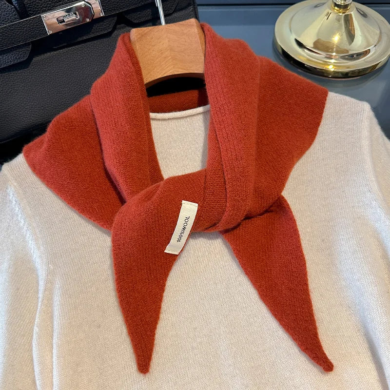 Triangle Wool Scarf for Women – 100% Pure Wool Winter Wrap Shawl with Solid Color Design for Cold Weather | Lonoma