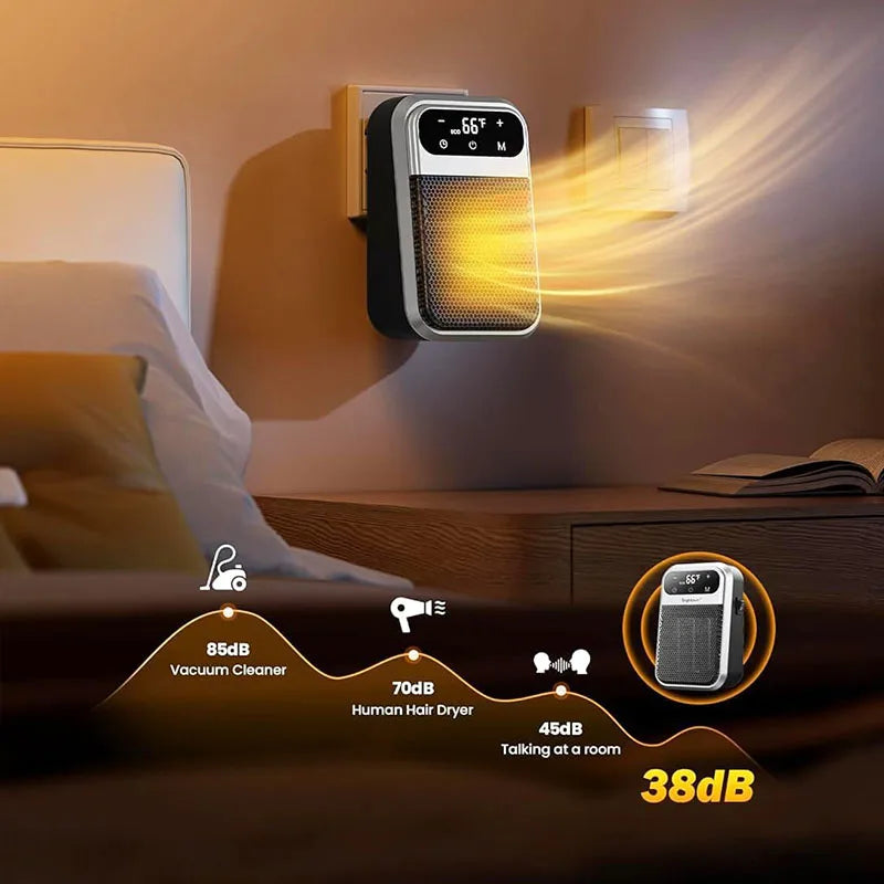 Plug-In Space Heater 800W Ceramic Wall Outlet Heater Timer Overheat Protection Quiet Energy Efficient Portable Heat for Bathroom Bedroom | Lonoma
