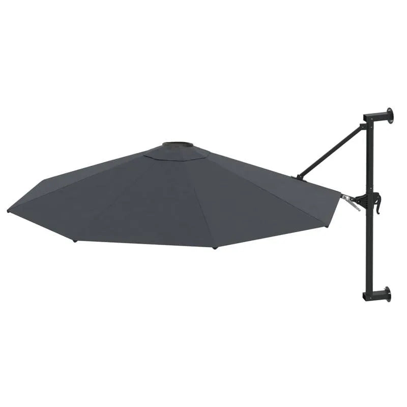 Wall-Mount Patio Umbrella 10 ft Charcoal Gray Half Canopy Metal Pole Crank Lift for Deck Balcony Outdoor Shade Space-Saving | Lonoma