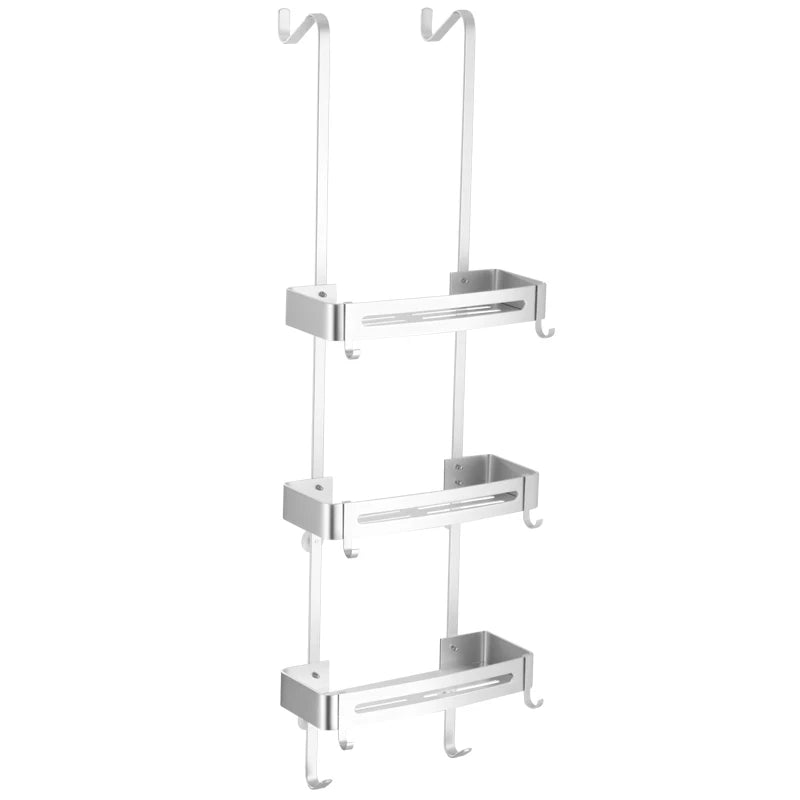Over-the-Door Shower Caddy Aluminum 2 or 3 Tier Hanging Organizer for Glass Shower Doors No Drilling Shampoo Holder Rack | Lonoma