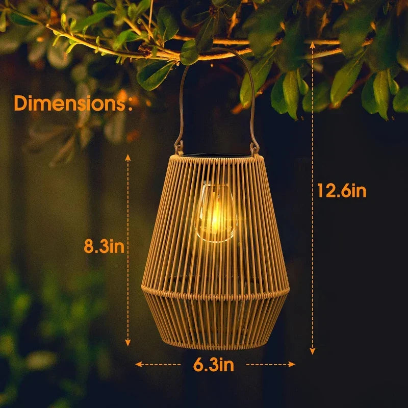 Lanterne solaire LED en rotin automatique étanche IP65 pour jardin terrasse balcon sans fil éclairage extérieur | Koossa