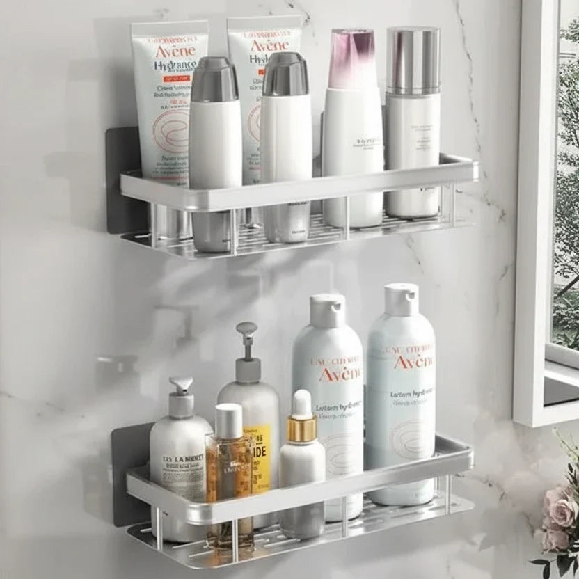 Adhesive Bathroom Shelf Corner Triangle Rectangle Organizer No Drill ABS Stainless Steel for Shower Wall | Lonoma