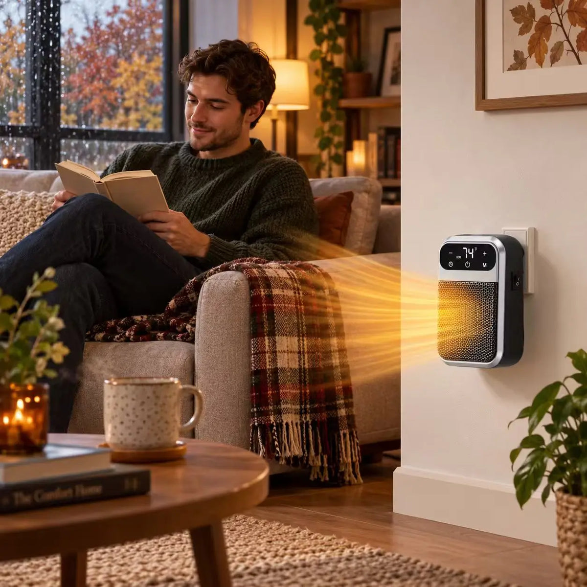 Plug-In Space Heater 800W Ceramic Wall Outlet Heater Timer Overheat Protection Quiet Energy Efficient Portable Heat for Bathroom Bedroom | Lonoma