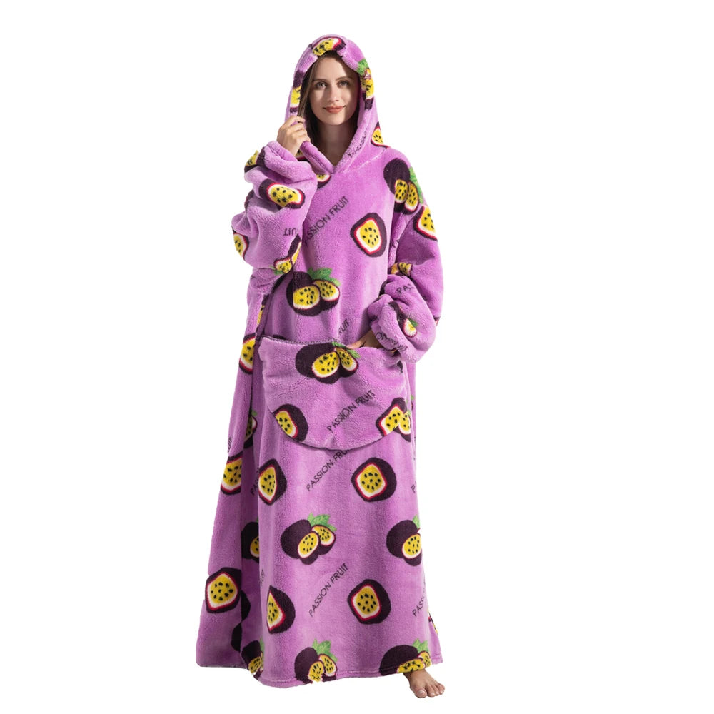 Oversized Wearable Blanket Hoodie with Sleeves Sherpa Fleece Throw for Adults Cozy Soft Plush Winter Loungewear Women Men | Lonoma