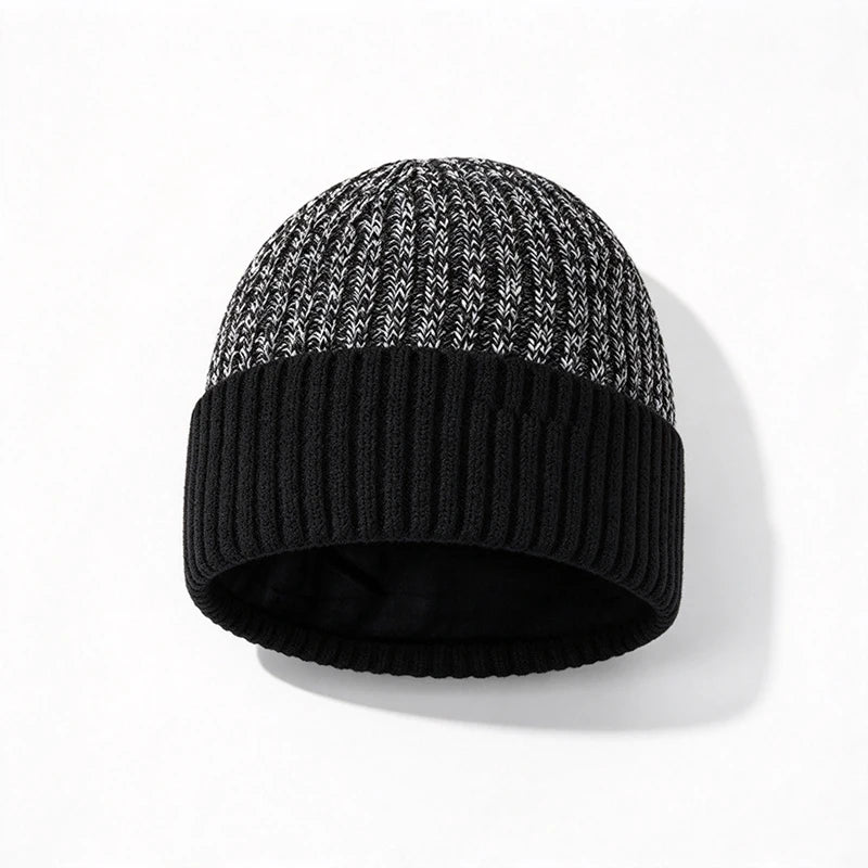 Men's Fleece-Lined Knit Beanie Winter Hat with Cuff Warm Thermal Skull Cap for Everyday Cold Weather | Lonoma
