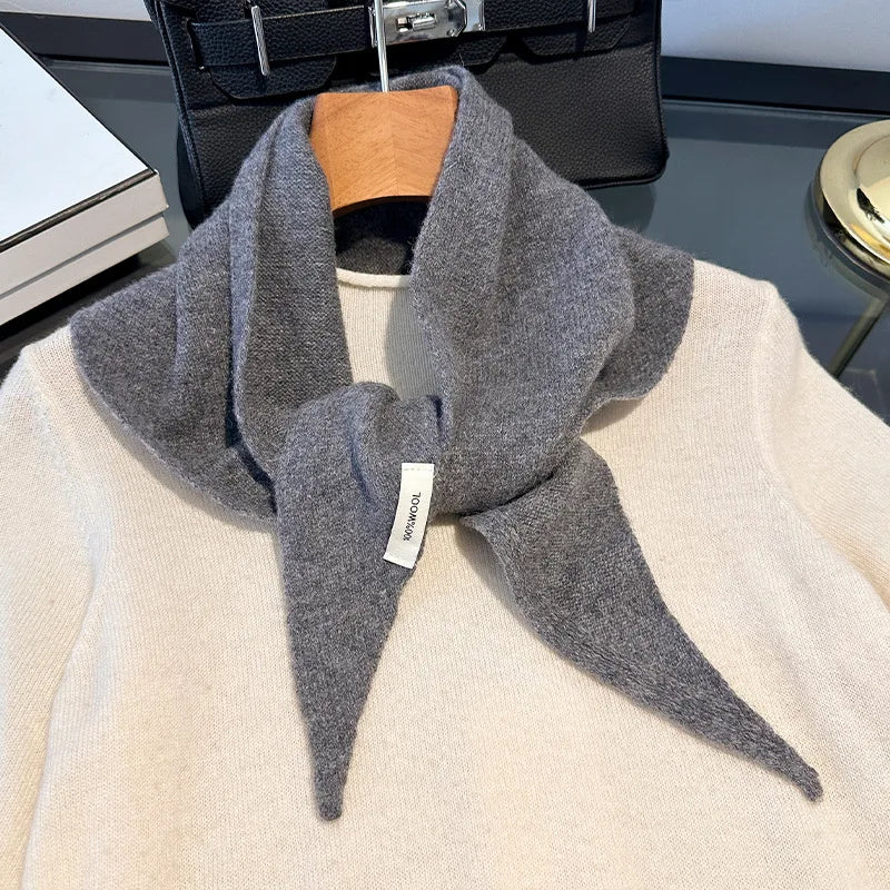 Triangle Wool Scarf for Women – 100% Pure Wool Winter Wrap Shawl with Solid Color Design for Cold Weather | Lonoma