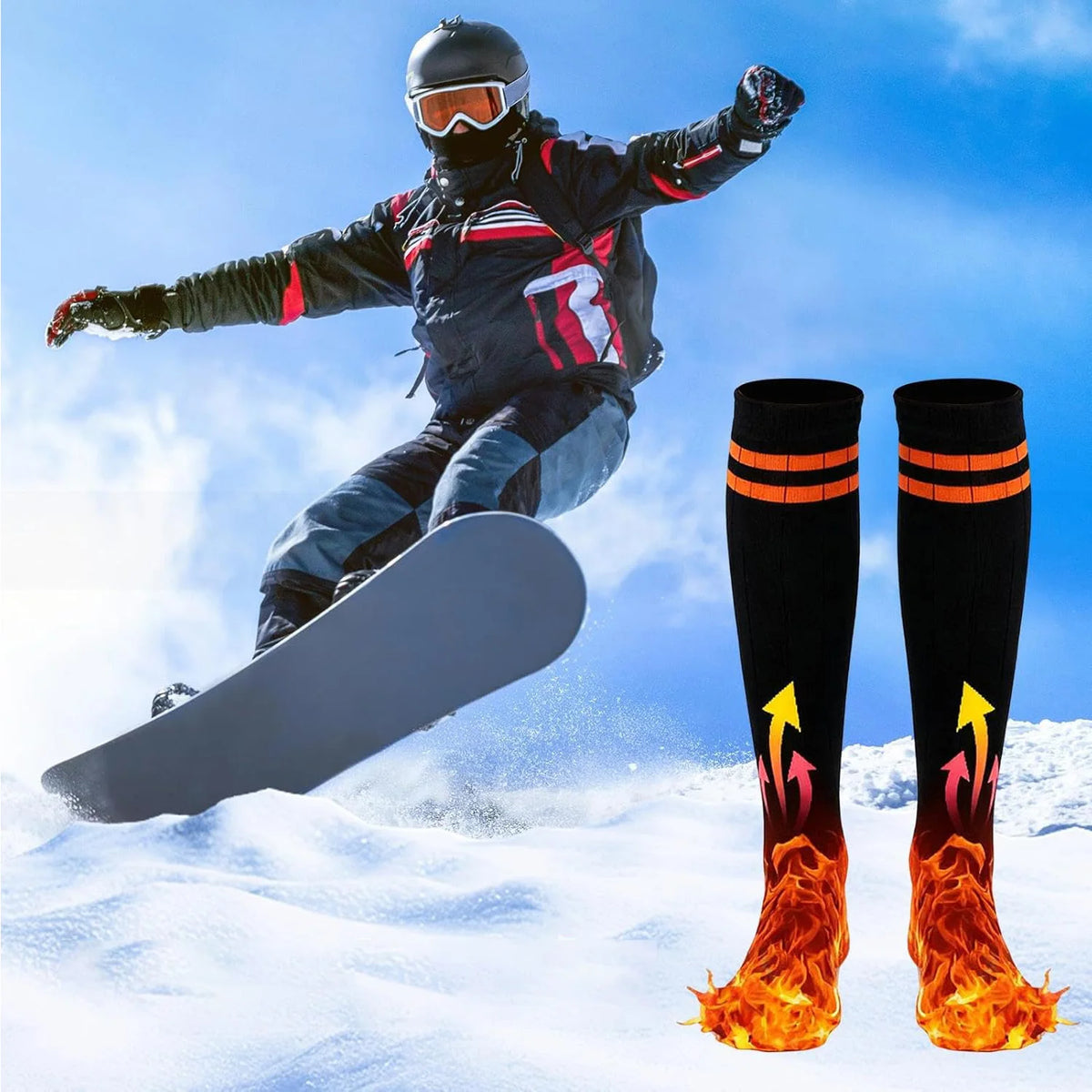 Rechargeable Heated Socks with Battery Packs for Winter Warmth - Modal Cotton Thermal Socks for Outdoor Activities, Skiing, Cycling, Hunting | Lonoma