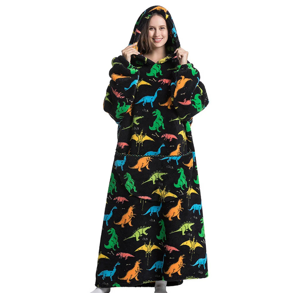 Oversized Wearable Blanket Hoodie with Sleeves Sherpa Fleece Throw for Adults Cozy Soft Plush Winter Loungewear Women Men | Lonoma