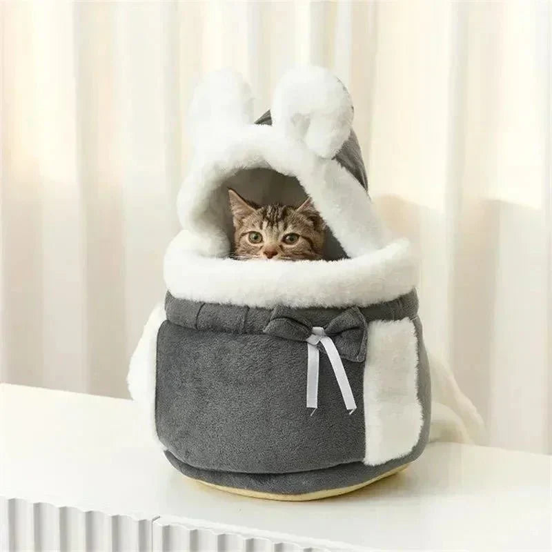Cat Carrier Backpack Quilted Velvet Foldable Small Medium Large Padded Travel Bag Hands-Free Ventilated Secure Pet Transport | Koossa