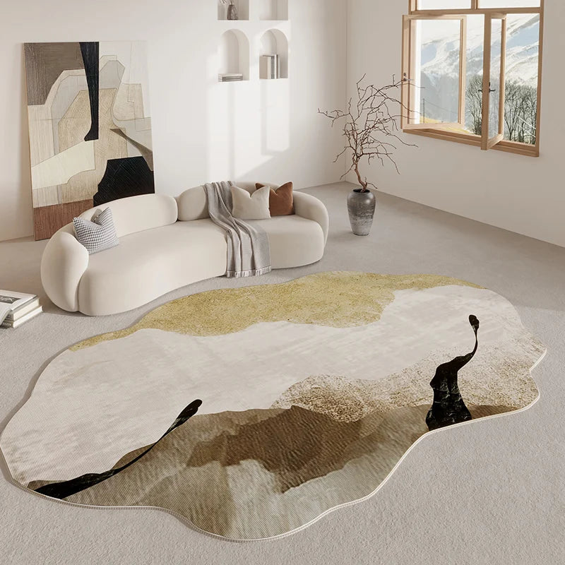 Plush Curved Area Rug Non-Slip Polyester Floor Mat Contemporary Abstract Geometric Shape for Bedrooms Hallways Entryways | Lonoma