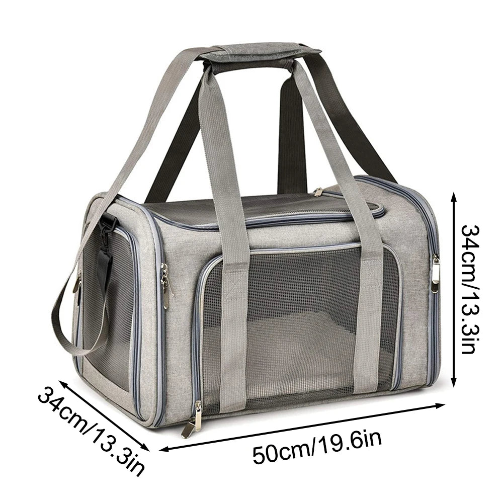 Pet Carrier Bag Small Medium Dog Cat Travel Soft-Sided Mesh Ventilated Shoulder Strap Car Seat Washable Mat Luggage Sleeve | Koossa
