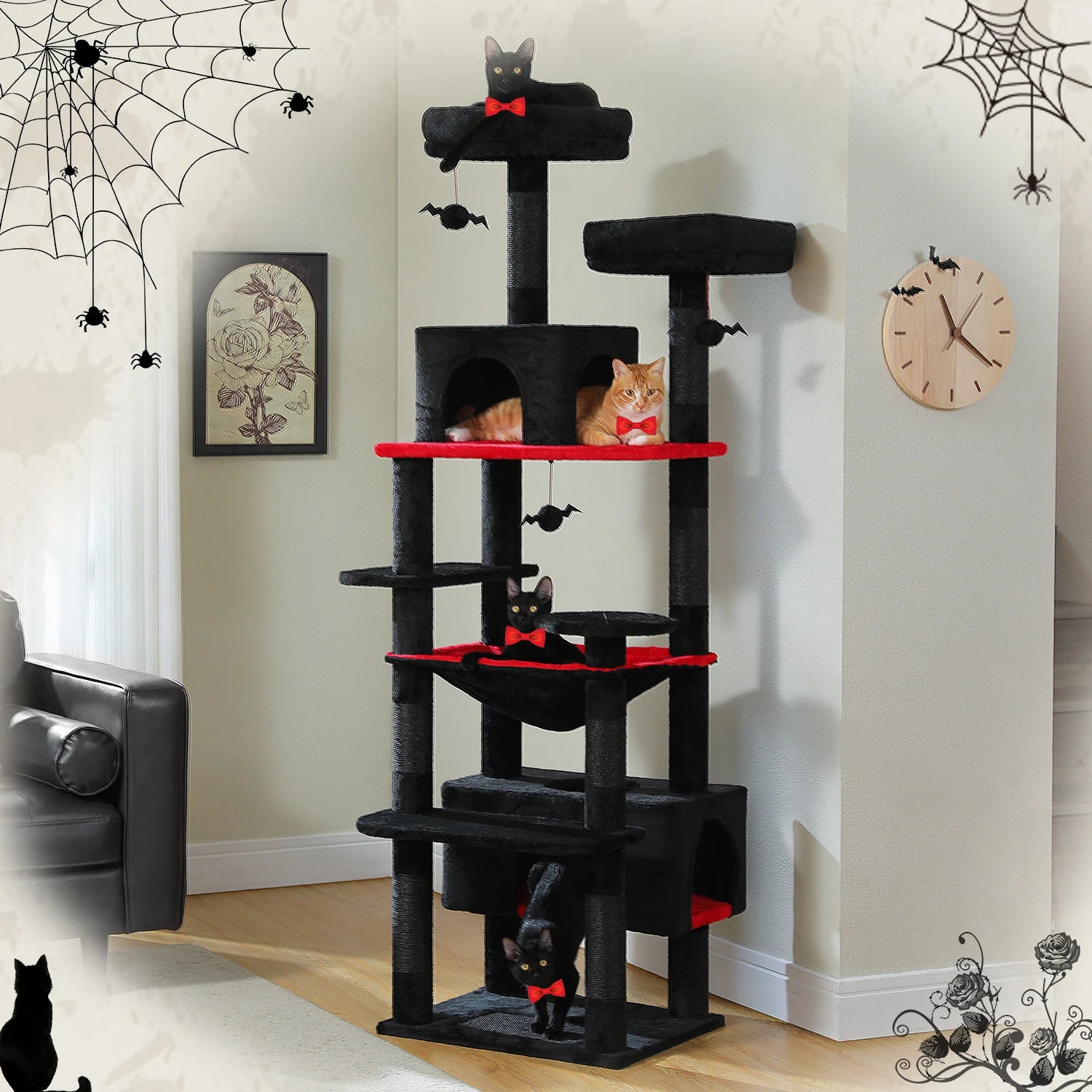 Cat Tree Scratching Post Sisal 136cm Tall Multi-Level Tower Hammock Condo Perch Platform Climbing Activity Centre Indoor | Koossa