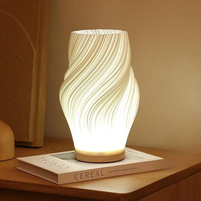 Lampe à poser en verre ondulé et fer dimmable E14 LED éclairage décoratif chambre salon design sculptural | Koossa