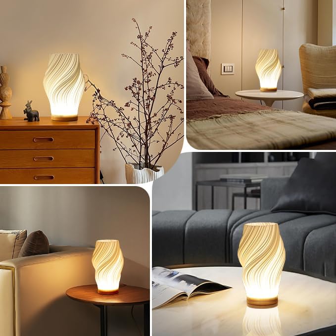 Lampe à poser en verre ondulé et fer dimmable E14 LED éclairage décoratif chambre salon design sculptural | Koossa