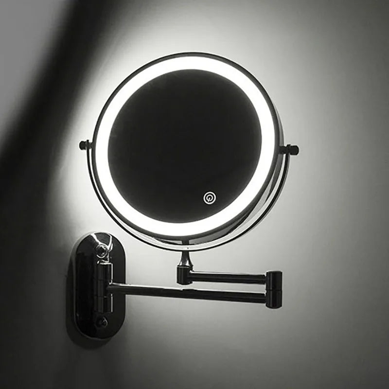LED Lighted Wall Mount Makeup Mirror 8 Inch Magnifying Vanity Mirror with Touch Control USB-C Rechargeable for Bathroom, Shaving & Skincare | Lonoma