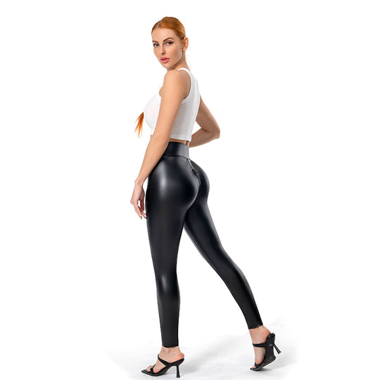 Women's Faux Leather Trousers — Elegant Slim Fit Winter Trousers for Smart Casual & Evening Occasions | Koossa