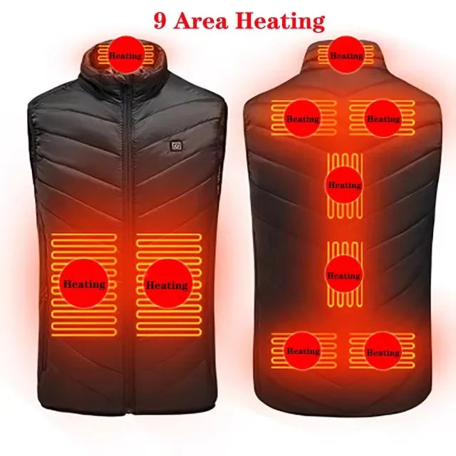 USB Powered Infrared Heated Vest for Men 17 Zone Electric Warming Waistcoat Winter Outdoor Hiking Sports Full Zip Insulated Body Warmer | Lonoma
