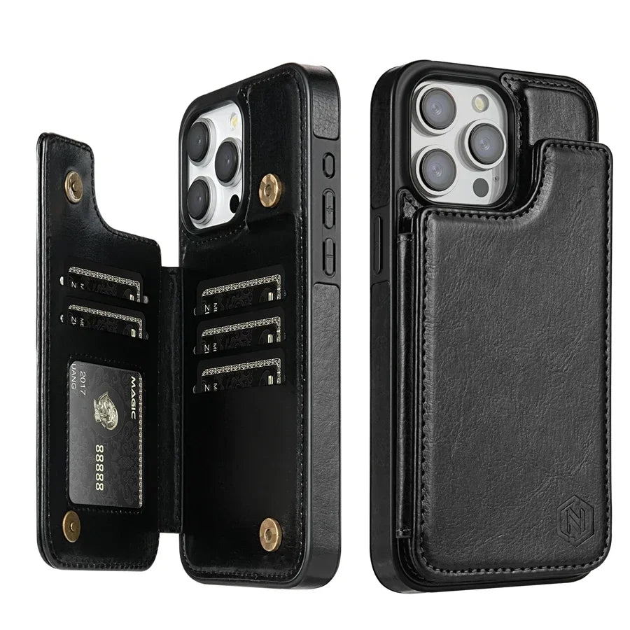Magnetic Wallet Phone Case with RFID Blocking for iPhone β Premium Faux Leather Flip Cover with Card Slots & Kickstand | Lonoma