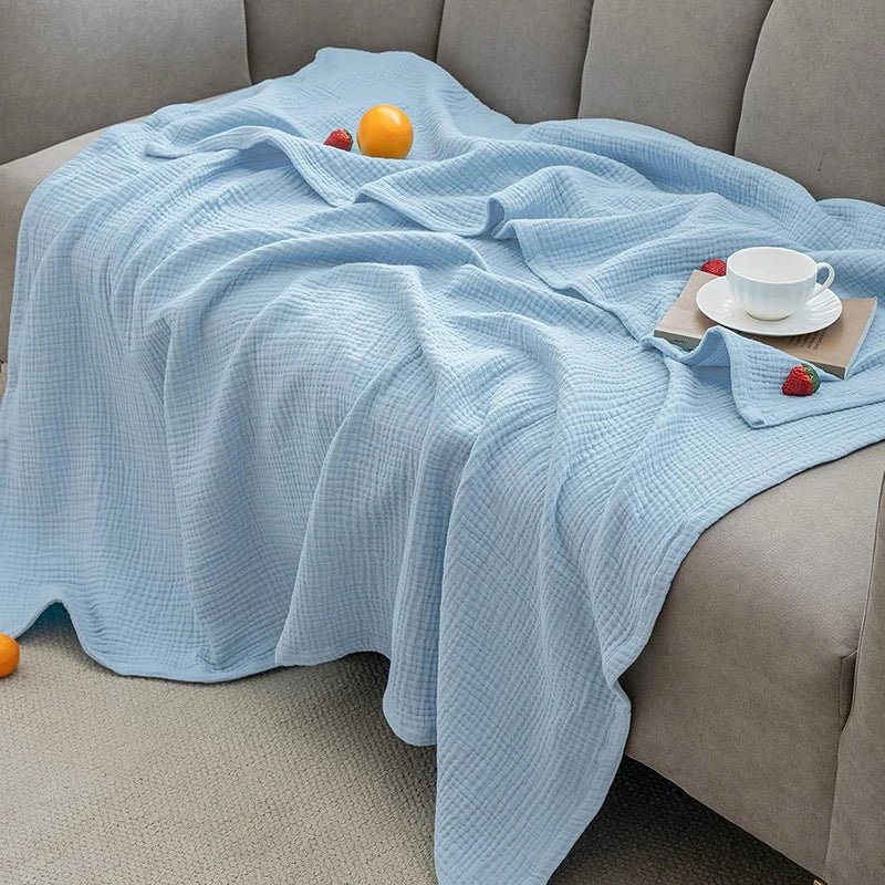 Six-Layer Cotton Gauze Throw Blanket Breathable Lightweight All-Season Bed Sofa Cover for Adults | Lonoma