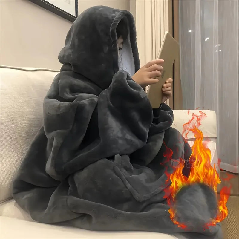 Oversized Wearable Blanket Hoodie with Kangaroo Pocket – Ultra Soft Fleece Reversible Throw Sweatshirt for Couch Lounging, Relaxing at | Lonoma
